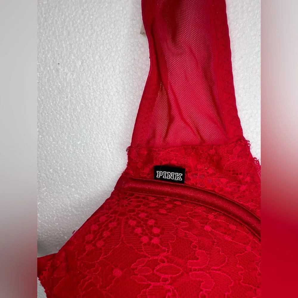 PINK Victoria's Secret Vibrant Red Lace Bra - Picture 6 of 6